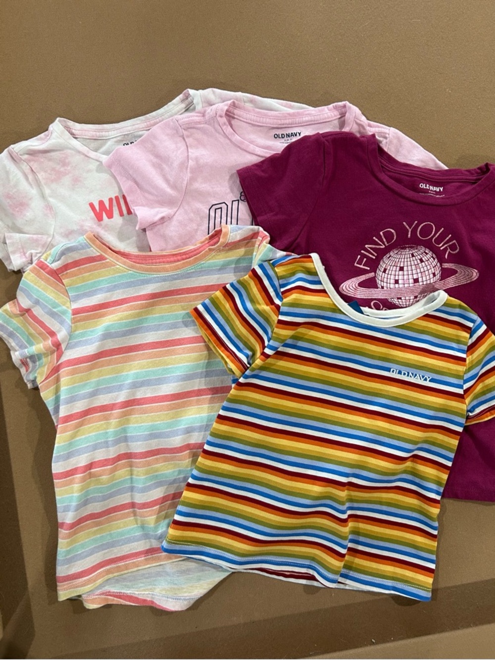Bundle of Old Navy Girls' Rainbow Stripe Short Sleeve Tee - Multicolor